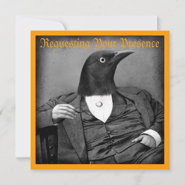 Gothic Bird-Man Halloween Invitation (Front)