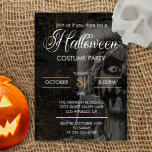 Gothic Black Adult Halloween Scary Costume Party  Invitation