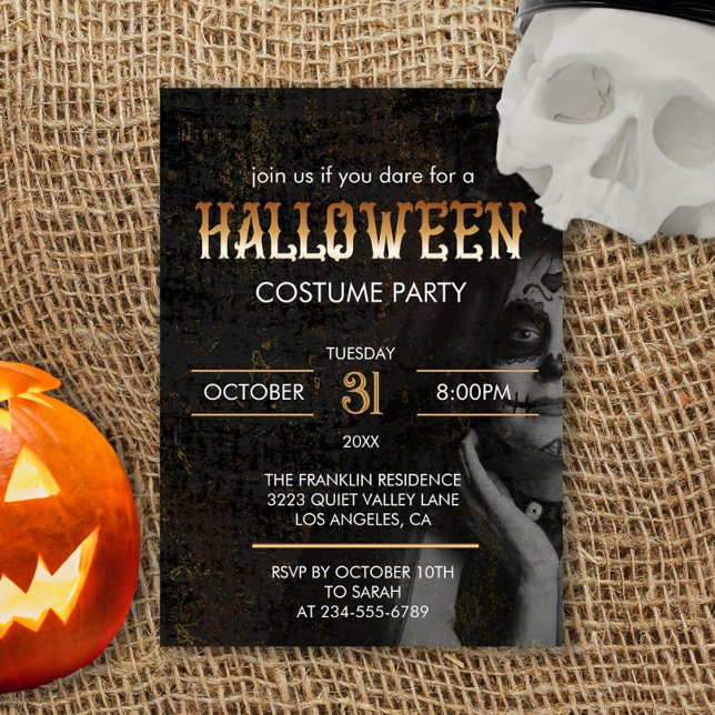 Gothic Black Adult Halloween Scary Costume Party  Invitation (Creator Uploaded)