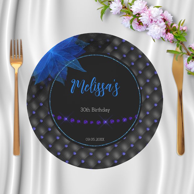 Gothic Black and Blue Birthday  Paper Plate (Creator Uploaded)