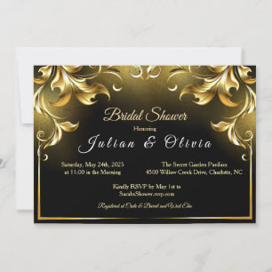 Gothic Black and Gold Bridal Shower Invitation