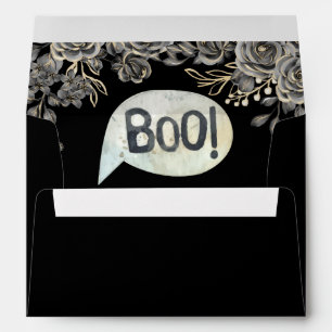Gothic Black And Gold Roses Floral Return Address Envelope