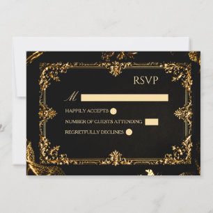 Gothic Black and Gold RSVP Card