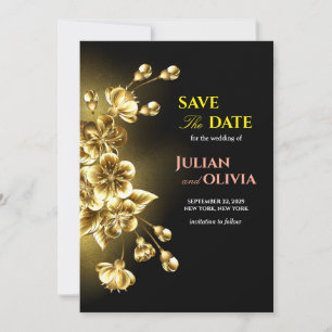 Gothic Black and Gold Save the Date Card