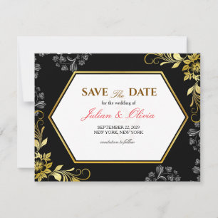 Gothic Black and Gold Save the Date Card