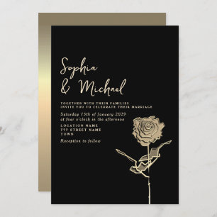 Gothic Black and Gold Wedding Invitation