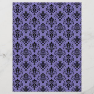 Gothic Black and Purple Damask Scrapbook Paper