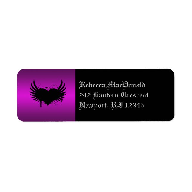 Gothic Black and Purple Return Address Label (Front)