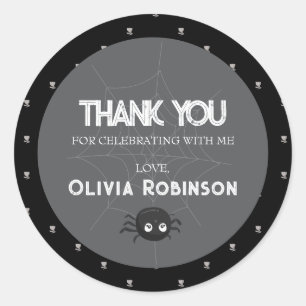 Gothic black and white Birthday Classic Round Sticker