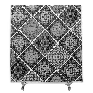 Gothic Black and White Faux Lace Quilt Shower Curtain