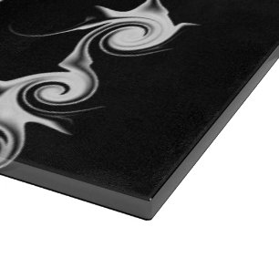 Gothic Black and White Linear Curlicue Pattern Cutting Board