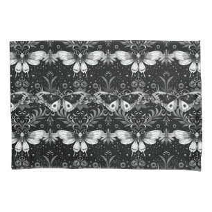 Gothic Black and White Moths Bedding  Pillowcase