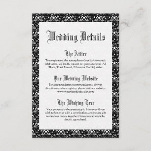 Gothic Black and White Ornamental Wedding Details Enclosure Card