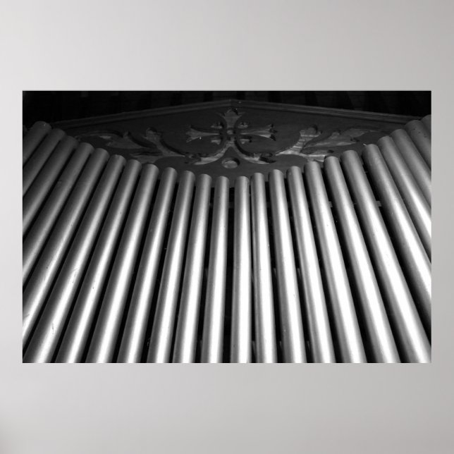 Gothic Black and White Pipe Organ Musical Pattern Poster (Front)