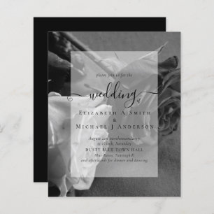 Gothic Black and White Roses Goth Wedding Invite