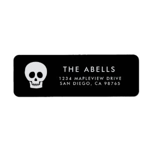 Gothic Black and White Skull Return Address Label