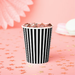 Gothic Black and White Stripes Birthday Paper Cups