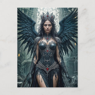 Gothic Black Angel in Ancient Hall Postcard