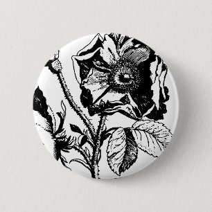 Gothic Black Antique Rose 6 Cm Round Badge