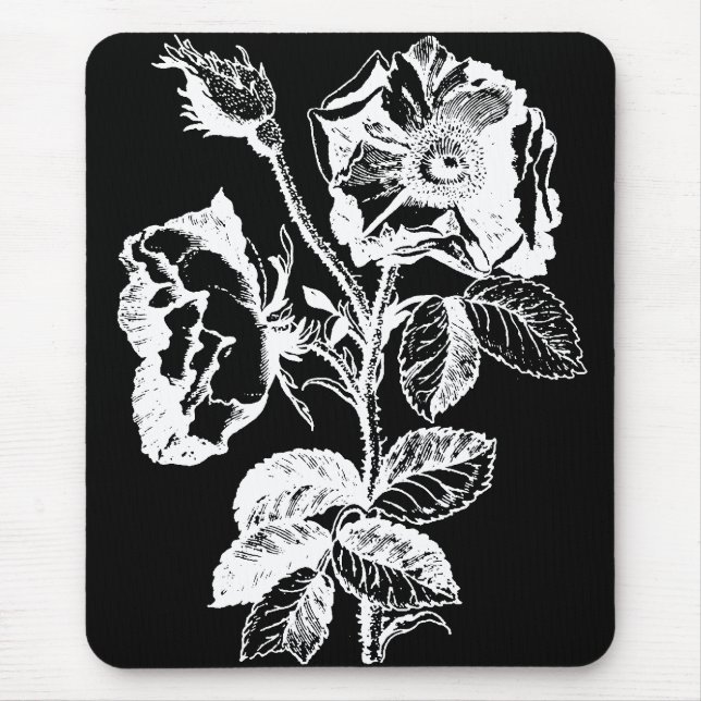Gothic Black Antique Rose Mouse Pad (Front)