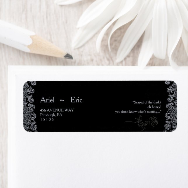 Gothic Black Bachelorette Party Return Address Label (Insitu)