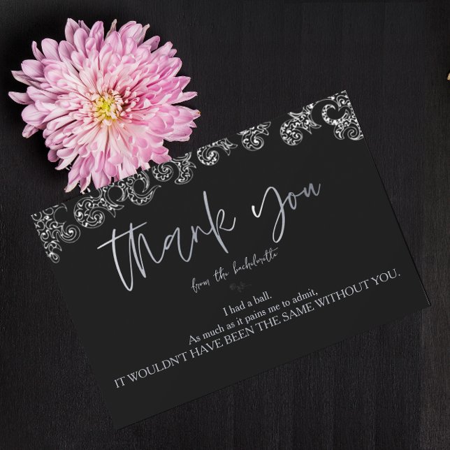 Gothic Black Bachelorette  Thank You Card (Creator Uploaded)