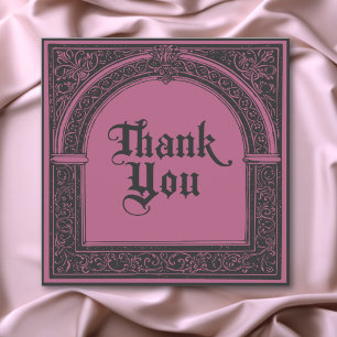 Gothic Black Burgundy Mediaeval Until Death Thank You Card