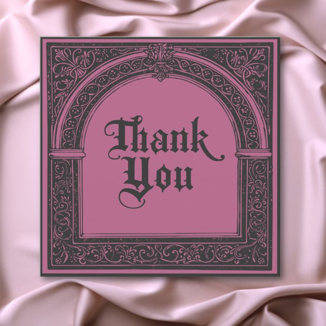 Gothic Black Burgundy Mediaeval Until Death Thank You Card (Gothic Black Burgundy Medieval Until Death Thank You Card)