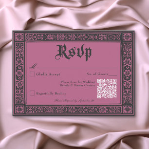 Gothic Black Burgundy Mediaeval Until Death Weddin RSVP Card