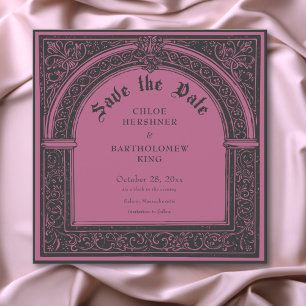 Gothic Black Burgundy Mediaeval Until Death Weddin Save The Date