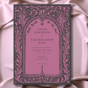 Gothic Black Burgundy Medieval Until Death Wedding Invitation