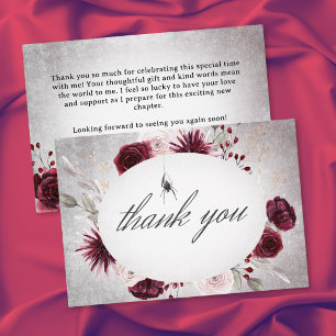 Gothic Black & Burgundy Spooky Bridal Shower Thank You Card