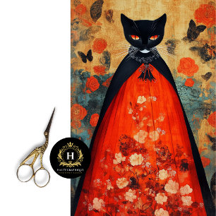 Gothic Black Cat Decoupage  Tissue Paper