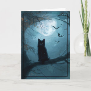 Gothic Black Cat Halloween Card