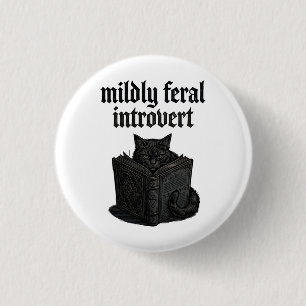 Gothic Black Cat Introvert Reading Book Feral Aest 3 Cm Round Badge