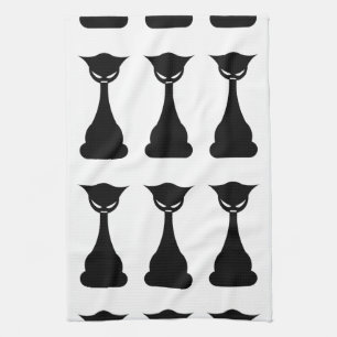 Gothic black cat silhouette kitchen towel