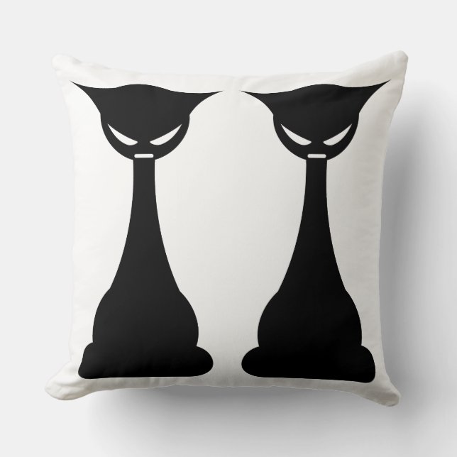 Gothic black cat silhouette pillow (Front)