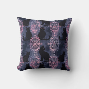 Gothic black cats pattern cushion
