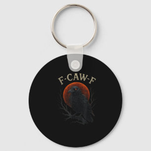 Gothic Black Crow F-caw-f Raven Funny Red Moon Sar Key Ring