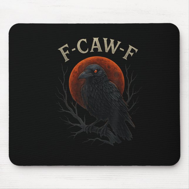 Gothic Black Crow F-caw-f Raven Funny Red Moon Sar Mouse Pad (Front)