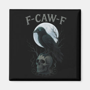 Gothic Black Crow F-caw-f Raven Skull Moon Hallowe Magnet