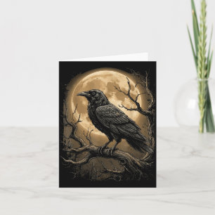 Gothic Black Crow Raven Moon Dark Forest Bird Card
