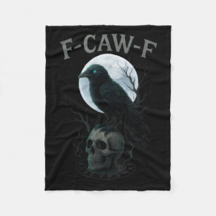 Gothic Black Crow Raven Skull Moon Halloween Fleece Blanket