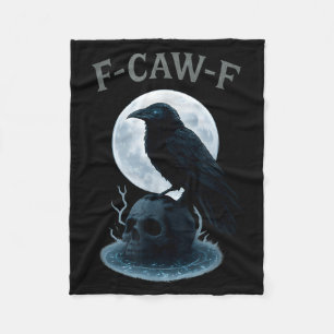 Gothic Black Crow Raven Skull Moon Halloween Fleece Blanket