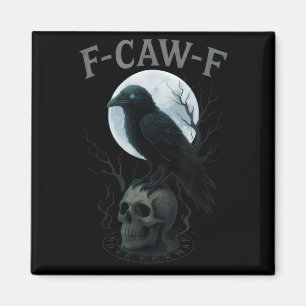 Gothic Black Crow Raven Skull Moon Halloween Magnet