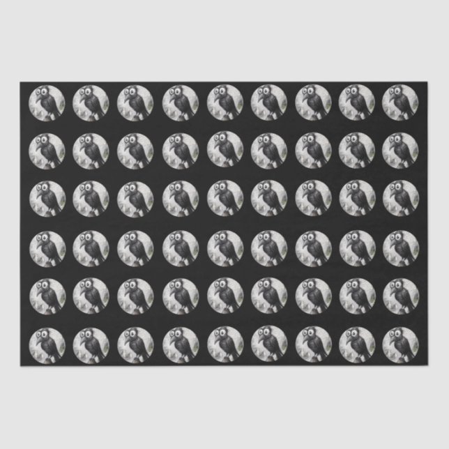 Gothic Black Crow & Tower Spooky Halloween Tissue Paper (Front)