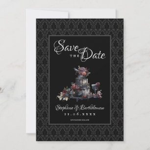 Gothic Black Damask Photo Save The Date