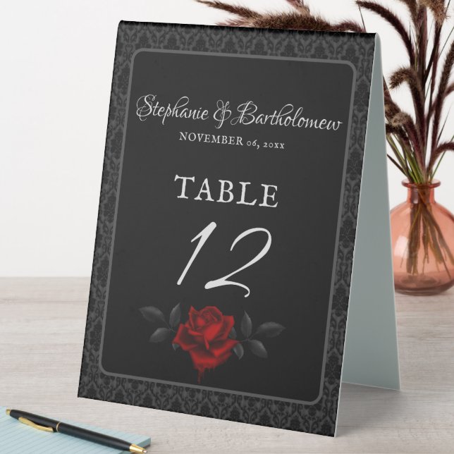 Gothic Black Damask Rose Wedding (In SItu (Table))