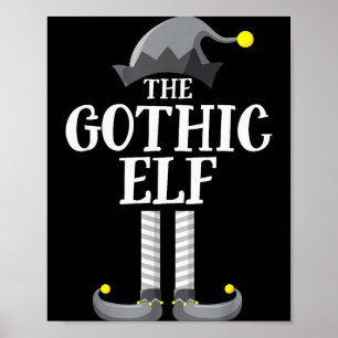 Gothic Black Elf Matching Family Group Christmas P Poster