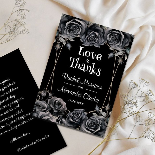 Gothic Black Floral Halloween Wedding Thank You (Creator Uploaded)